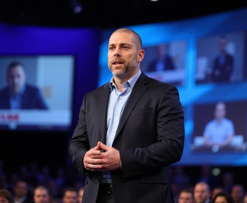 Preston Rideout speaking at a hospitality industry event
